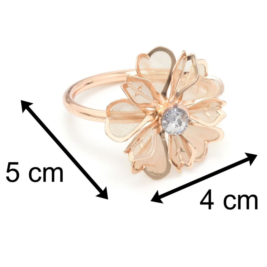 Kitchen & Dining Carousel Shop | Set Of 4 Rose Gold Floral Napkin Rings | Elegant Flower Napkin Holder | Wedding Serviette Rings Table Napkin Holder - Design Varies