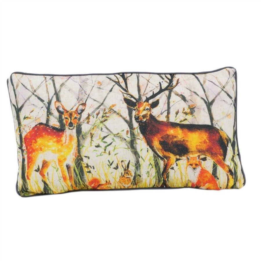 Home Accessories Carousel Shop Soft Furnishings & Rugs | Majestic Stag Scatter Cushion | Fabric Filled Sofa Cushion | Deer Bed Throw Pillow With Cover