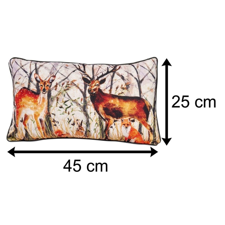 Home Accessories Carousel Shop Soft Furnishings & Rugs | Majestic Stag Scatter Cushion | Fabric Filled Sofa Cushion | Deer Bed Throw Pillow With Cover