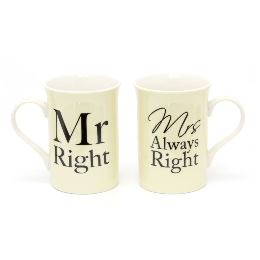 Kitchen & Dining Carousel Shop | Mr Right And Mrs Always Right Coffee Mugs | Anniversary Engagement Wedding Gift Tea Cups | Fine China Couples Mug Cup