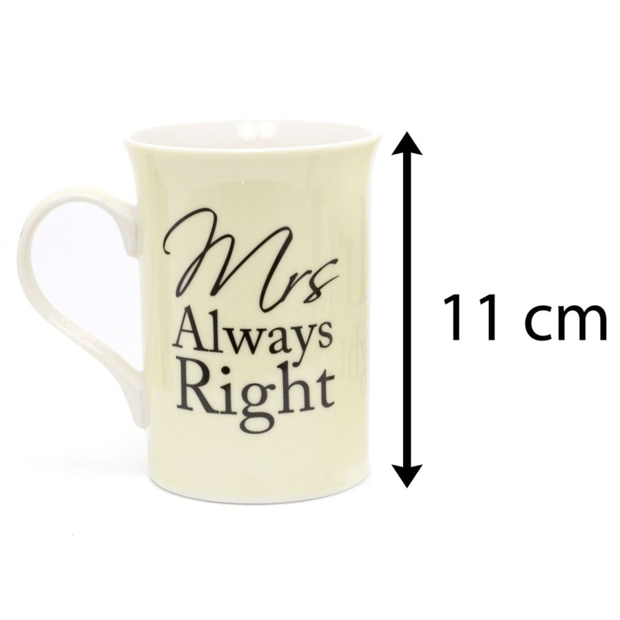 Kitchen & Dining Carousel Shop | Mr Right And Mrs Always Right Coffee Mugs | Anniversary Engagement Wedding Gift Tea Cups | Fine China Couples Mug Cup