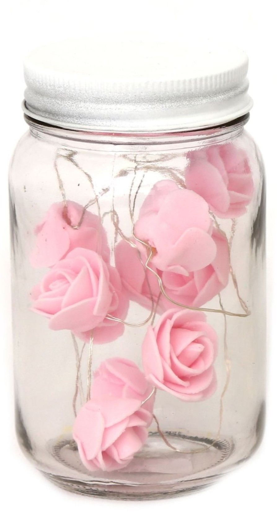 Celebrations Carousel Shop | Stunning Led Lights And Roses Decorative Glass Mason Jar