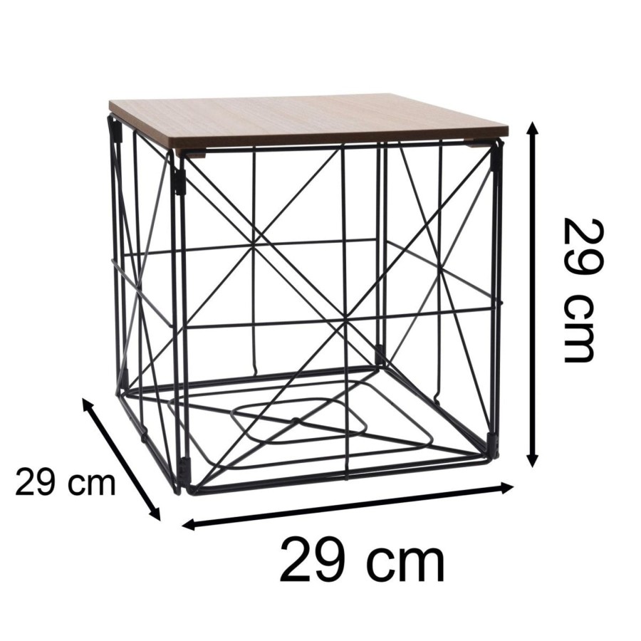 Home Accessories Carousel Shop Side Tables | Square Folding Metal Black Wire Side Table | Modern Storage Table Foldable End Table | Fold Up Wire Bedside Table With Storage - 29Cm