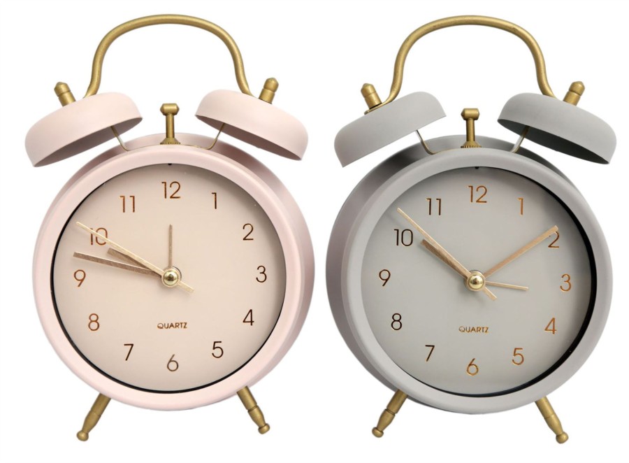 Home Accessories Carousel Shop Clocks | Lovely Retro Style Matt Metal Bell Alarm Clock