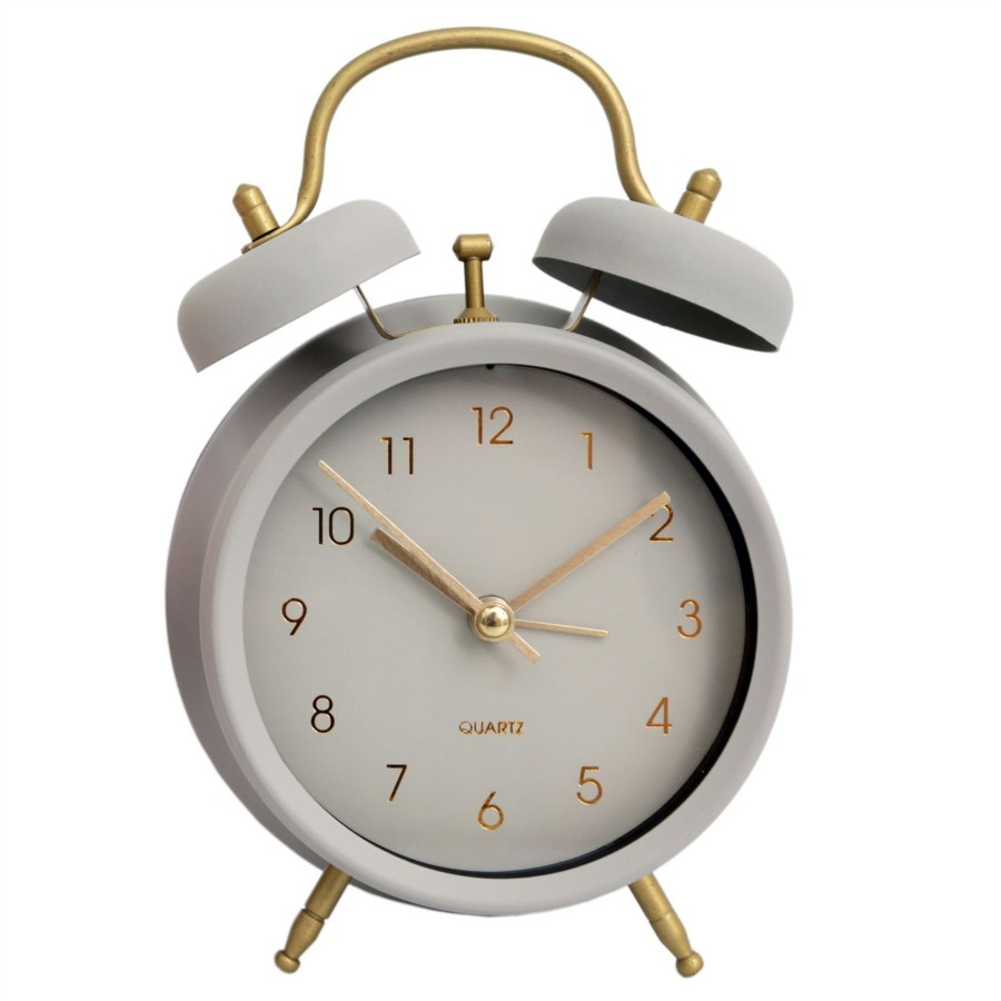 Home Accessories Carousel Shop Clocks | Lovely Retro Style Matt Metal Bell Alarm Clock