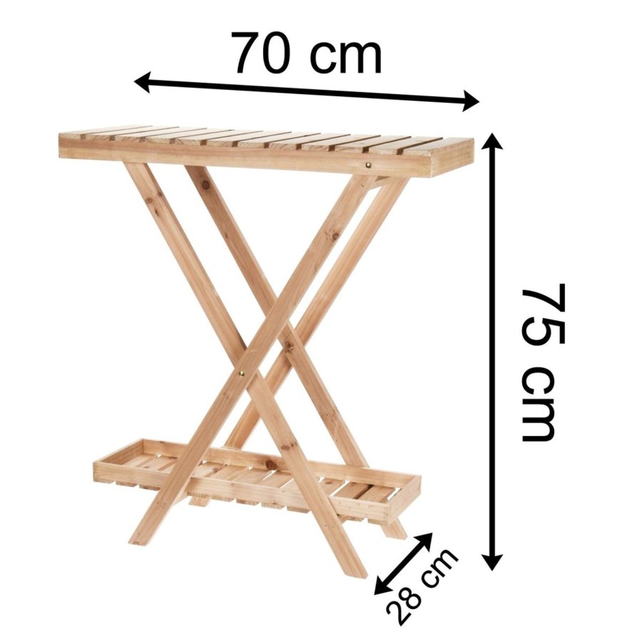 Home Accessories Carousel Shop Planters & Pots | 2 Tier Wooden Garden Flower Pot Stand | 2 Shelf Plant Pot Folding Display Stand | Outdoor Planter Display Shelves