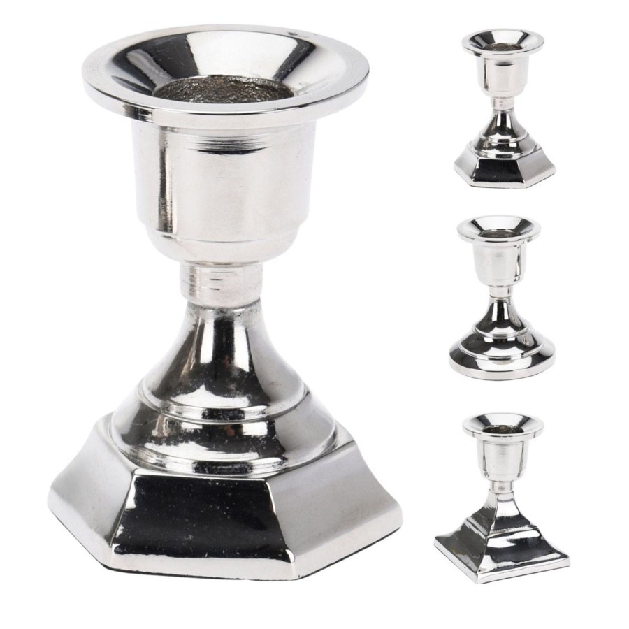 Celebrations Carousel Shop | Stylish Aluminium Short Candle Holder | Candlestick Holders Candle Stand | Table Decoration - Design Varies One Supplied