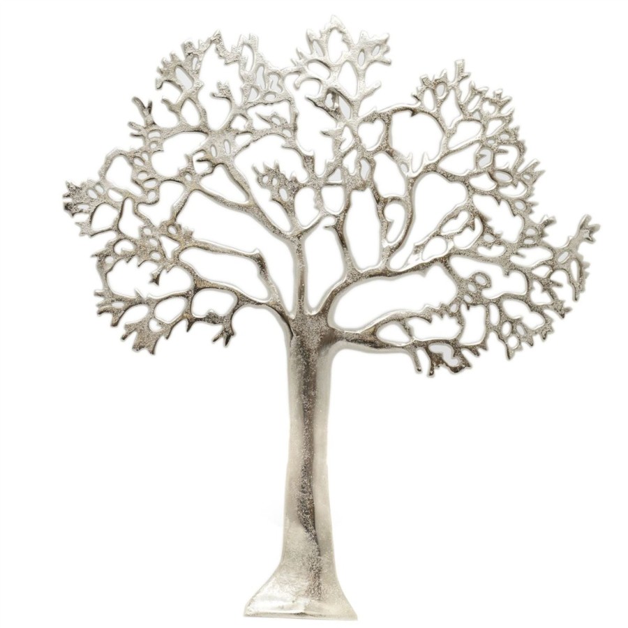 Home Accessories Carousel Shop Wall Decor & Mirrors | 60Cm Silver Metal Tree Of Life Wall Art | Wall Mounted Tree Art Plaque | Large Decorative Tree