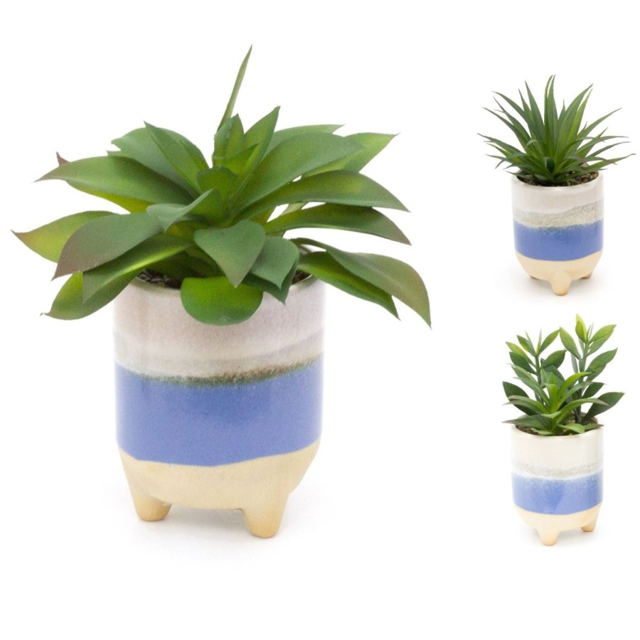 Home Accessories Carousel Shop Vases, Planters & Faux Flowers | Ombre Glaze Artificial Succulent Potted Plant | Faux Plant And Ceramic Planter | Fake House Plant Home Decor - Design Varies One Supplied