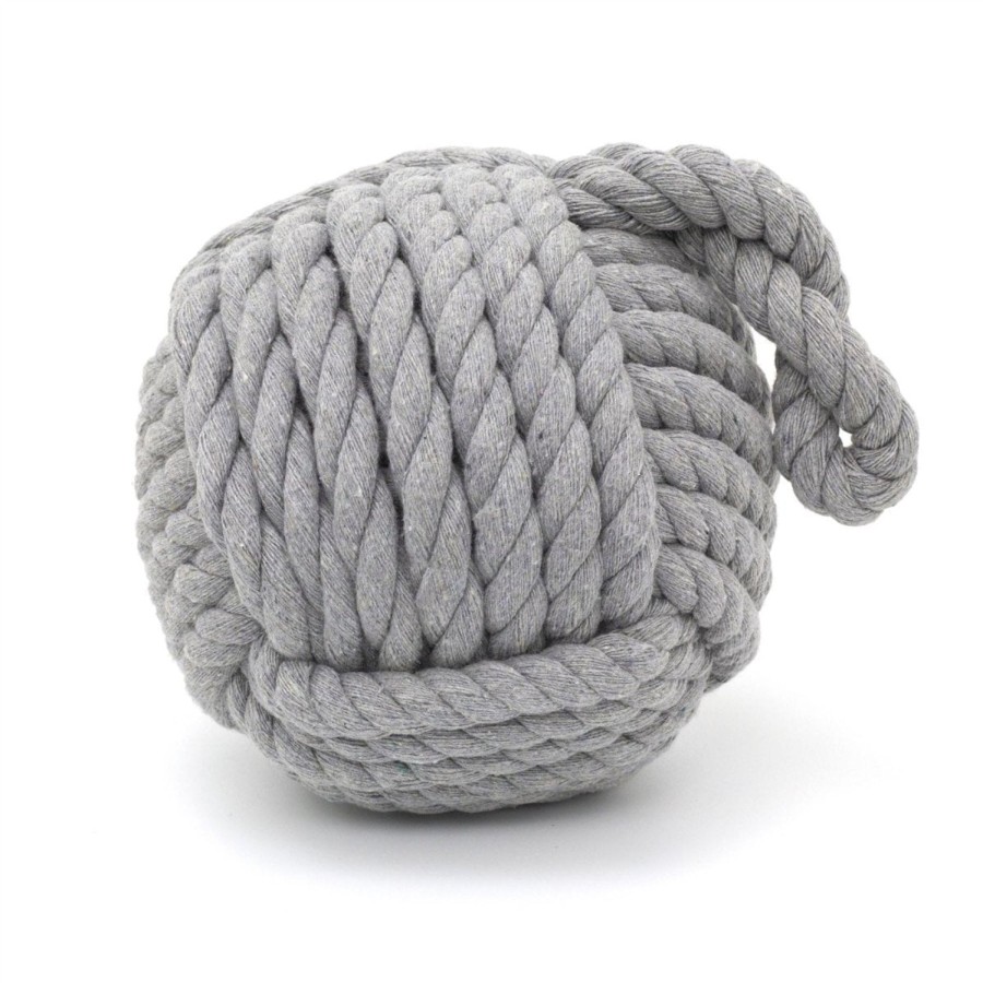 Home Accessories Carousel Shop Nautical Doorstops | Grey Nautical Knot Rope Heavy Doorstop | Nautical Monkey'S Fist Seaside Rope Door Stop | Beach Rope Knot Door Stopper Ball