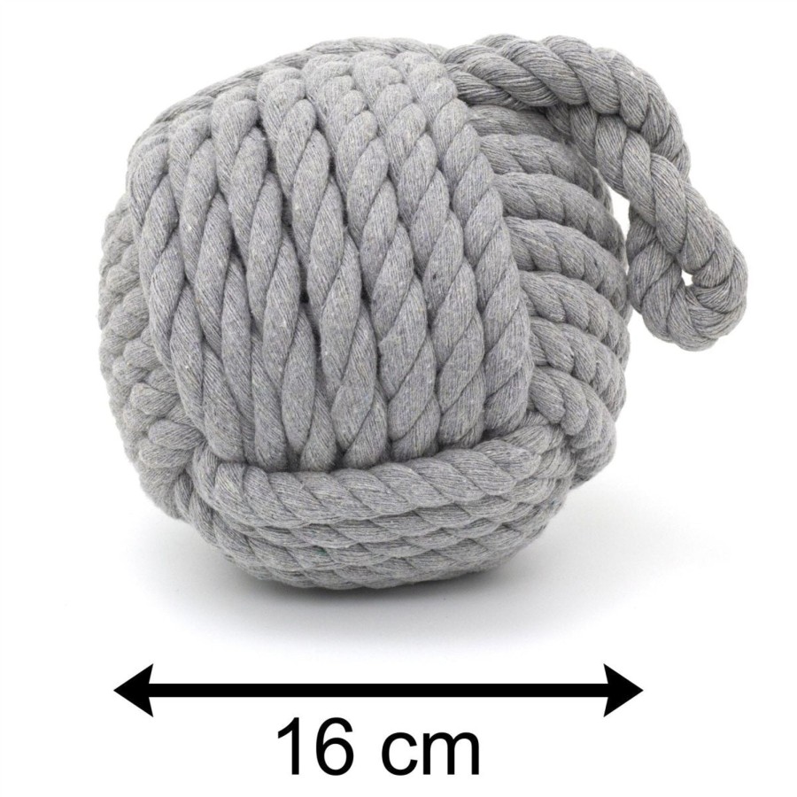 Home Accessories Carousel Shop Nautical Doorstops | Grey Nautical Knot Rope Heavy Doorstop | Nautical Monkey'S Fist Seaside Rope Door Stop | Beach Rope Knot Door Stopper Ball