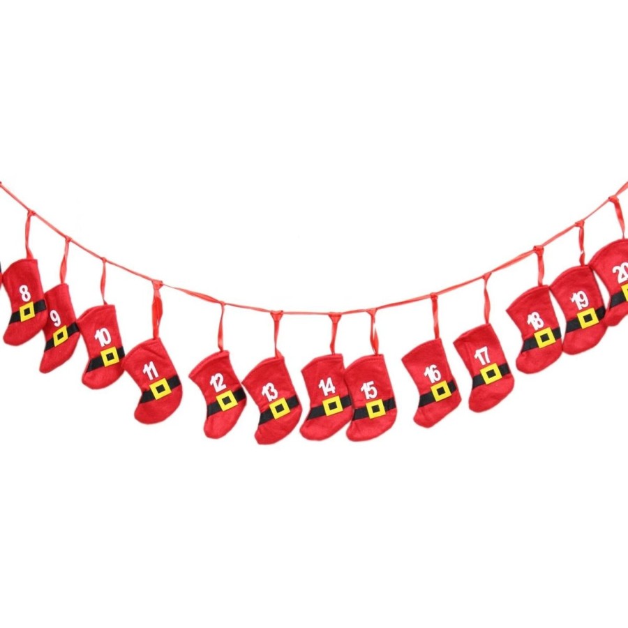 Celebrations Carousel Shop | Fabric Santa Claus Father Christmas Belt Stocking Hanging Advent Garland Decoration