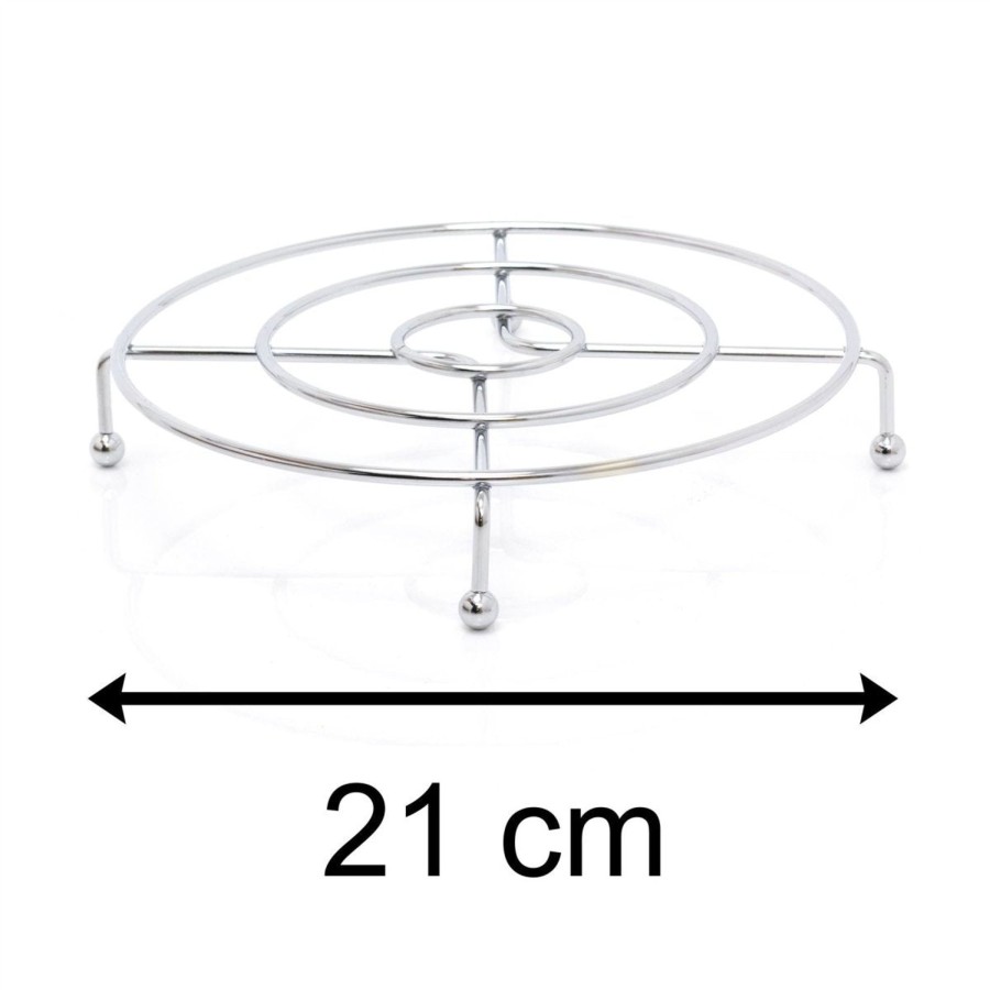 Kitchen & Dining Carousel Shop | 21Cm Round Silver Metal Trivet Stand | Pot And Pan Stand Worktop Saucepan Trivet | Kitchen Trivet For Hot Dishes Pots Pans