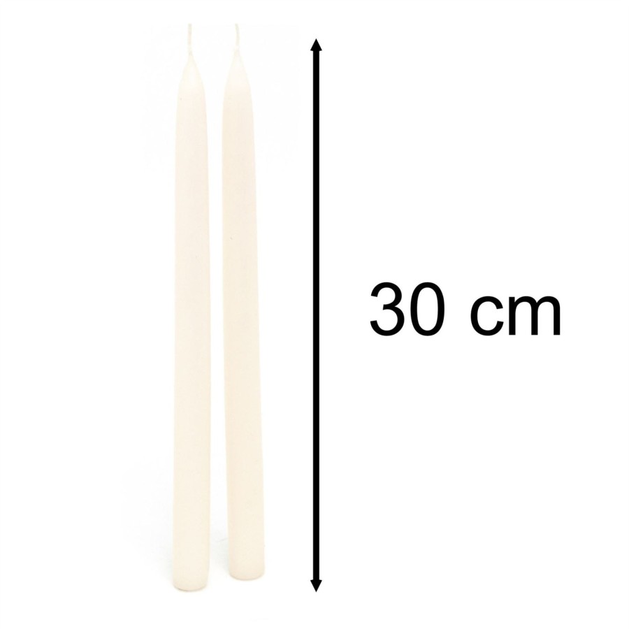 Home Accessories Carousel Shop Candles & Tealights | Pair Of Tapered Dinner Candles | 2 Traditional Hand-Dipped Taper Candles 30Cm - White