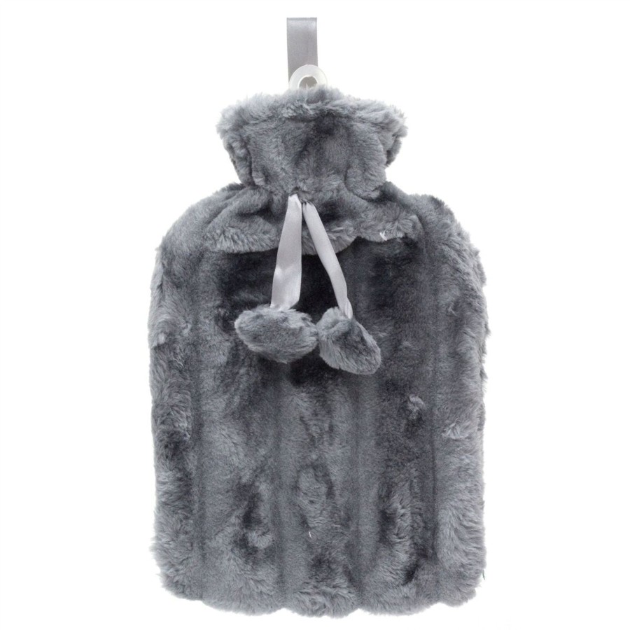 Home Accessories Carousel Shop Soft Furnishings & Rugs | Deluxe Faux Fur Pom Pom Hot Water Bottle | Hot Water Bottle With Cover | Natural Rubber Hot Water Bottles - Colour Varies One Supplied