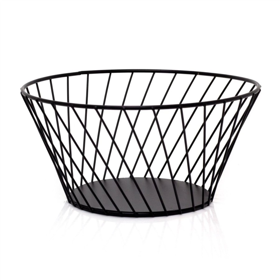 Kitchen & Dining Carousel Shop | Stylish Black Metal Wire Fruit Bowl | Kitchen Fruit & Vegetables Storage Basket