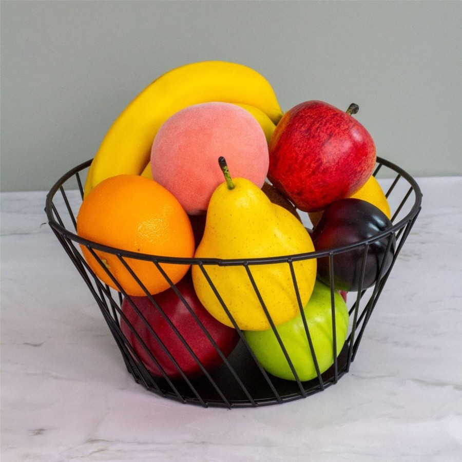 Kitchen & Dining Carousel Shop | Stylish Black Metal Wire Fruit Bowl | Kitchen Fruit & Vegetables Storage Basket