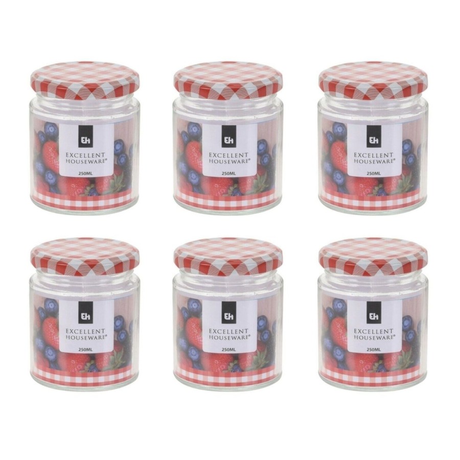 Kitchen & Dining Carousel Shop | Airtight Round Glass Jam Jars With Metal Lids | Multipack Kitchen Preserving Jars - 250Ml