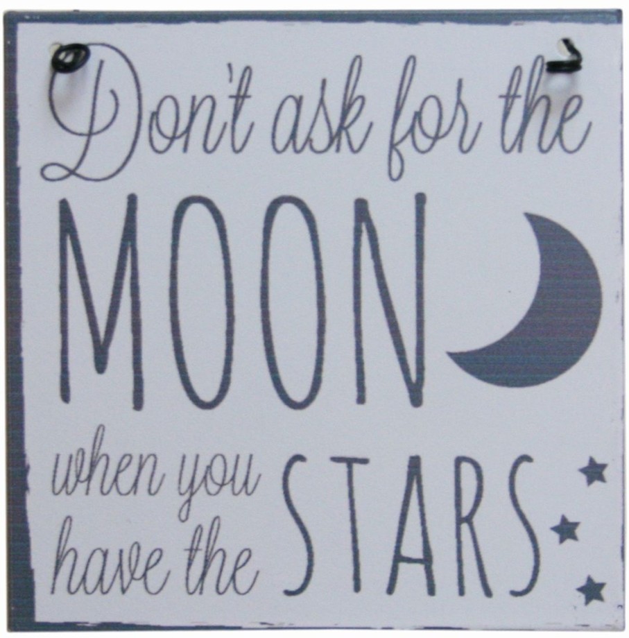 Home Accessories Carousel Shop Signs & Plaques | Moon And Back Metal Hanging Sign ~ Dont Ask For The Moon