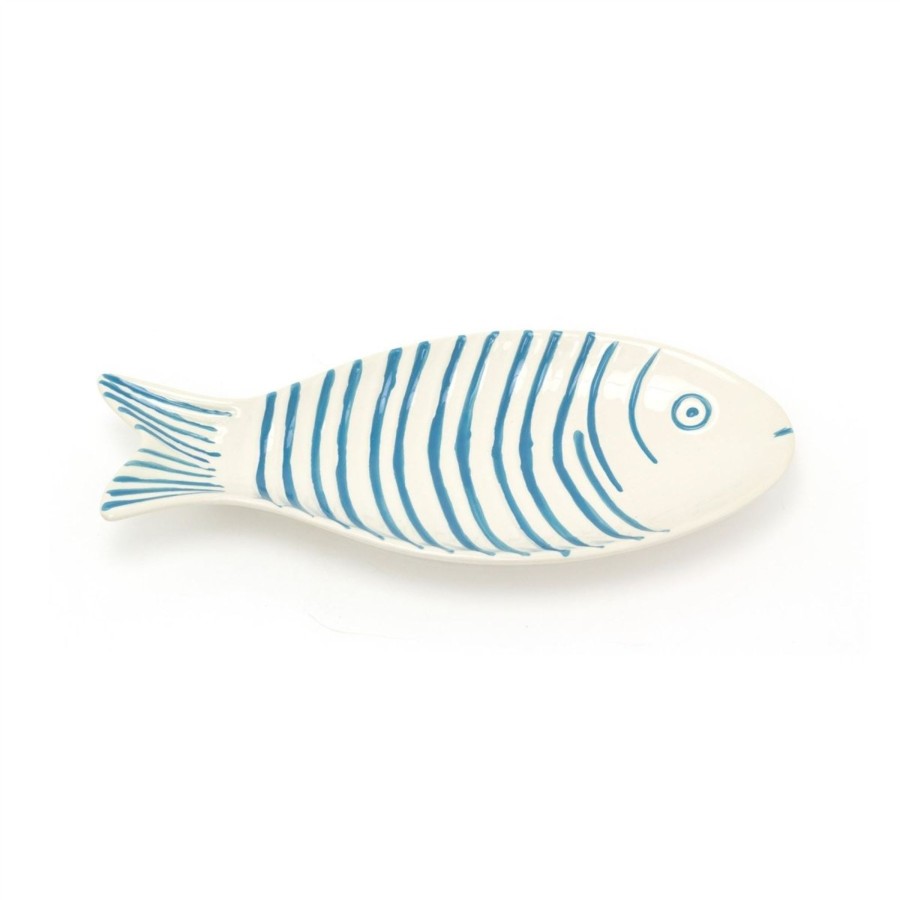 Kitchen & Dining Carousel Shop | Ceramic Fish Shaped Dish | Seafood Serving Platter Kitchen Fish Plate - 30Cm