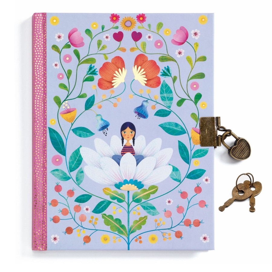 Baby & Child Carousel Shop Djeco | Djeco Dd03616 Marie'S Secret Diary With Lock | 88-Page Lined Journal Notebook