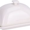 Kitchen & Dining Carousel Shop | White Ceramic Butter Dish With Lid - Traditional Butter Serving Dish, Durable Butter Plate And Cover