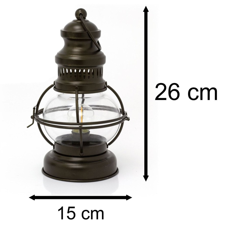 Home Accessories Carousel Shop Candlesticks, Holders & Lanterns | Led Vintage Style Metal Storm Lantern | Retro Light Up Battery Operated Paraffin Oil Lamp | Antique Bronze Effect Hanging Hurricane Lantern Lights