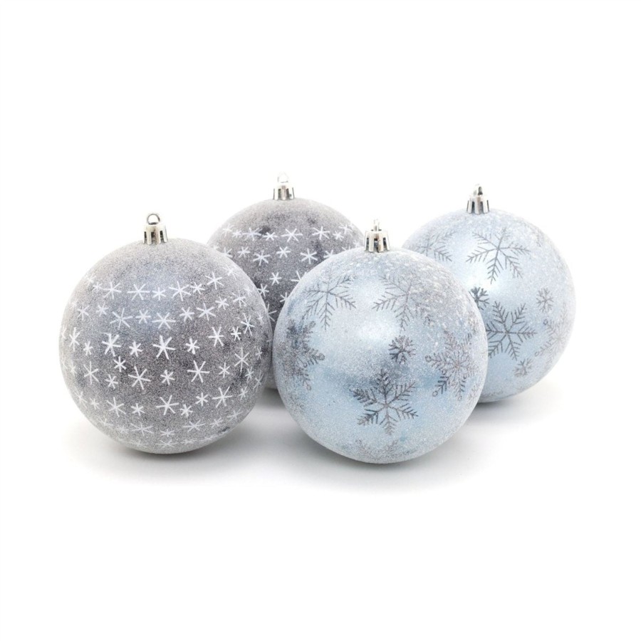 Celebrations Carousel Shop | 4 Piece 10Cm Frosted Blue Christmas Baubles | Christmas Tree Decorations | Blue Xmas Baubles Christmas Decor