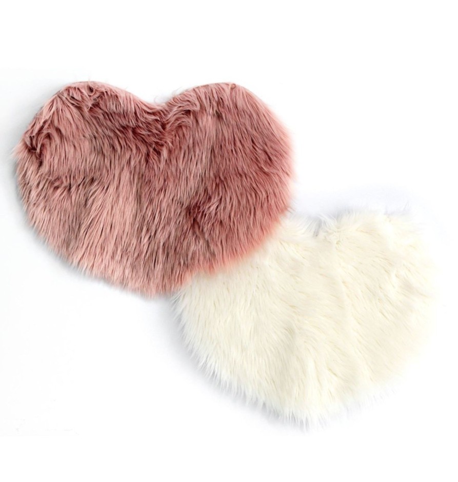 Home Accessories Carousel Shop Soft Furnishings & Rugs | Gorgeous Faux Fur Heart Shaped Non Slip Mat ~ Living Room Bedroom Rug