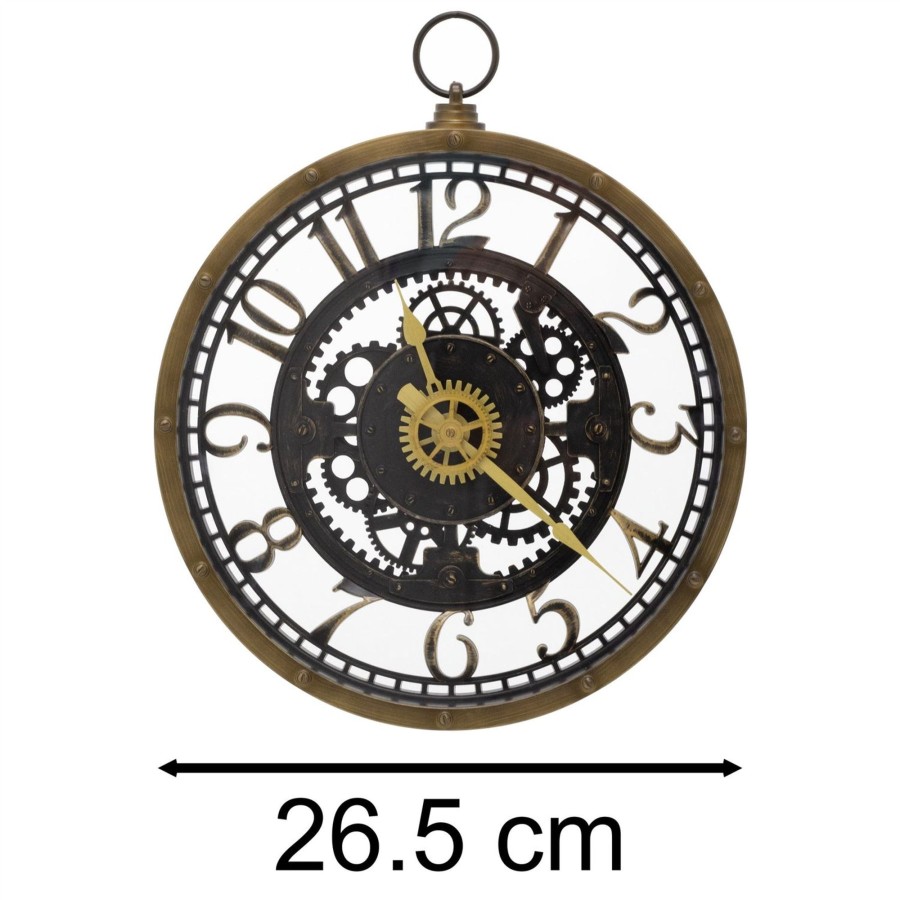 Home Accessories Carousel Shop Clocks | Industrial Retro Pocket Watch Gear Cog Clock | Steampunk Vintage Style Wall Clock | Silent Wall Clock Antique Effect Distressed Round Clock