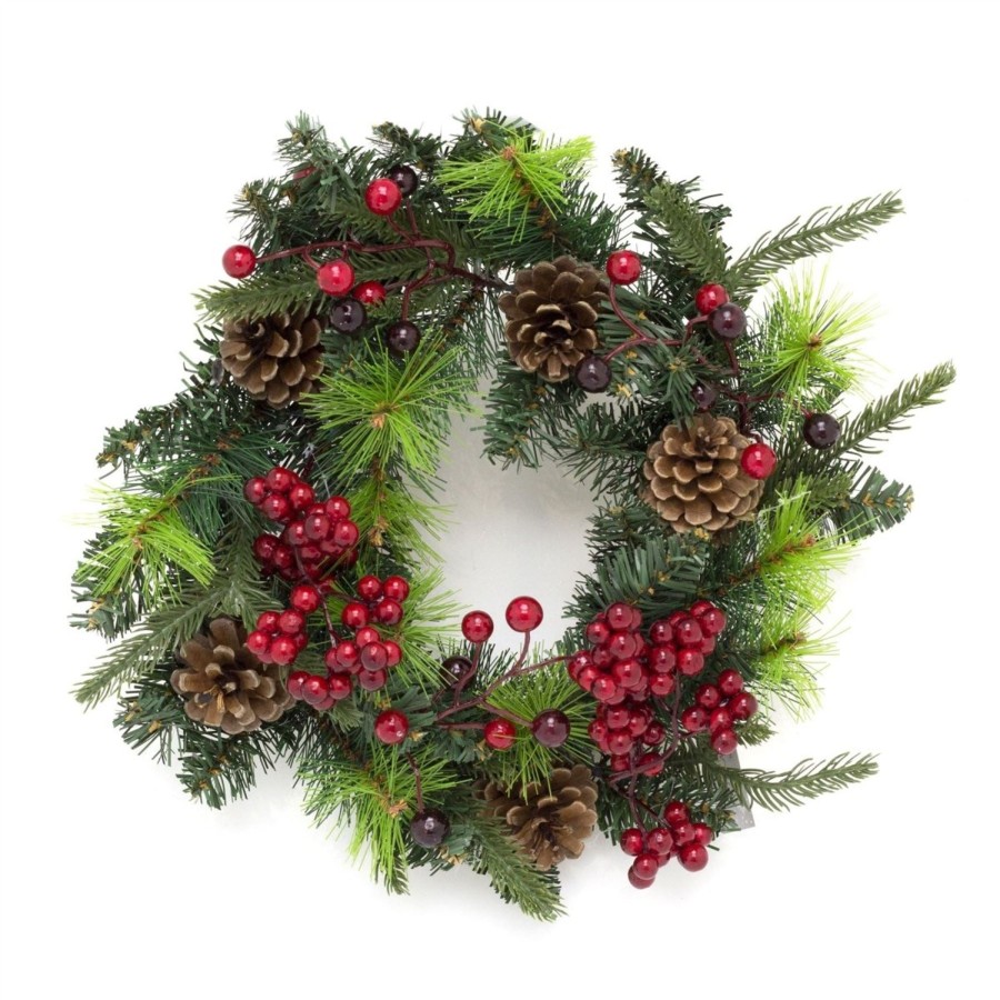 Celebrations Carousel Shop | 30Cm Traditional Christmas Wreath Pine Cone And Berry Decoration | Christmas Door Wreath Xmas Wreath | Christmas Decorations