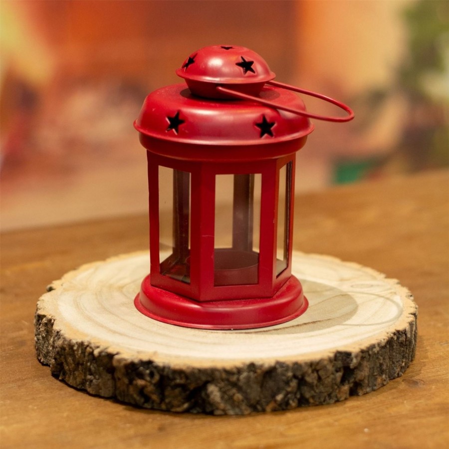 Home Accessories Carousel Shop Candlesticks, Holders & Lanterns | Red Moroccan Style Metal Lantern Tealight Holder | Tea Light Candle Lantern