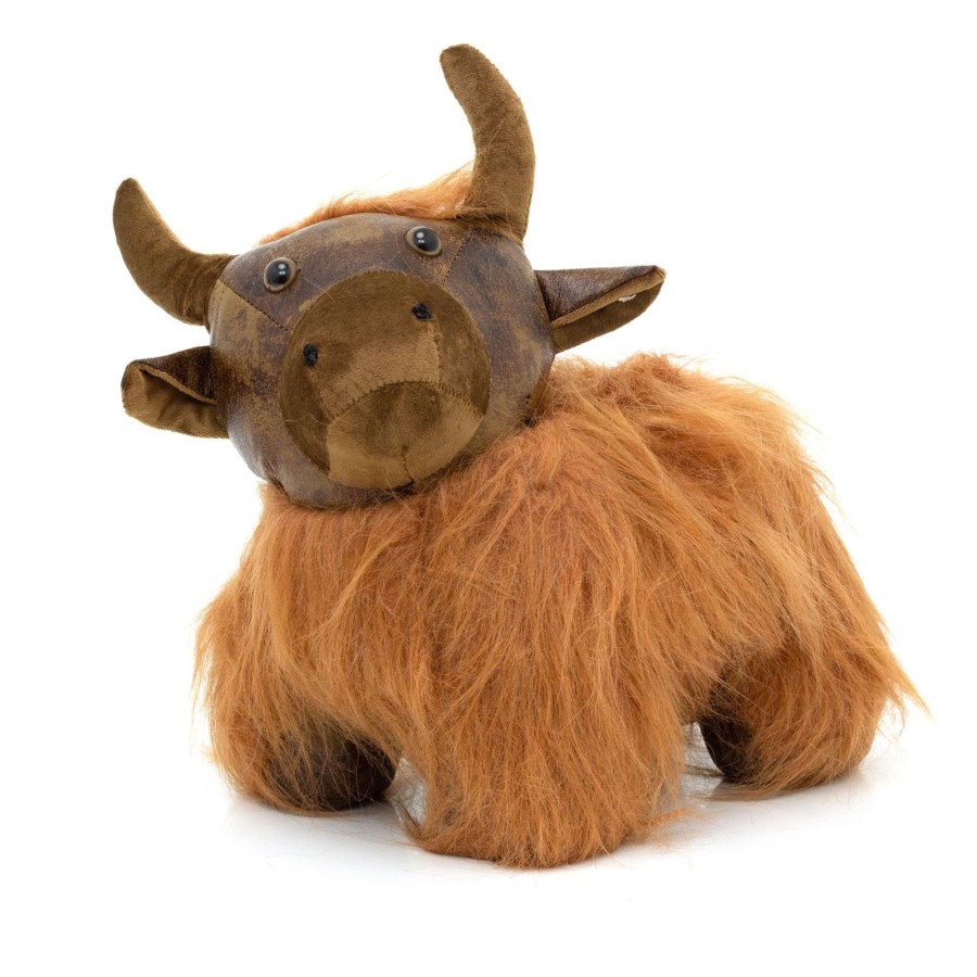 Home Accessories Carousel Shop Animal Doorstops | Angus Highland Cow Doorstop | Faux Leather Weighted Cow Animal Door Stop 1.8Kg