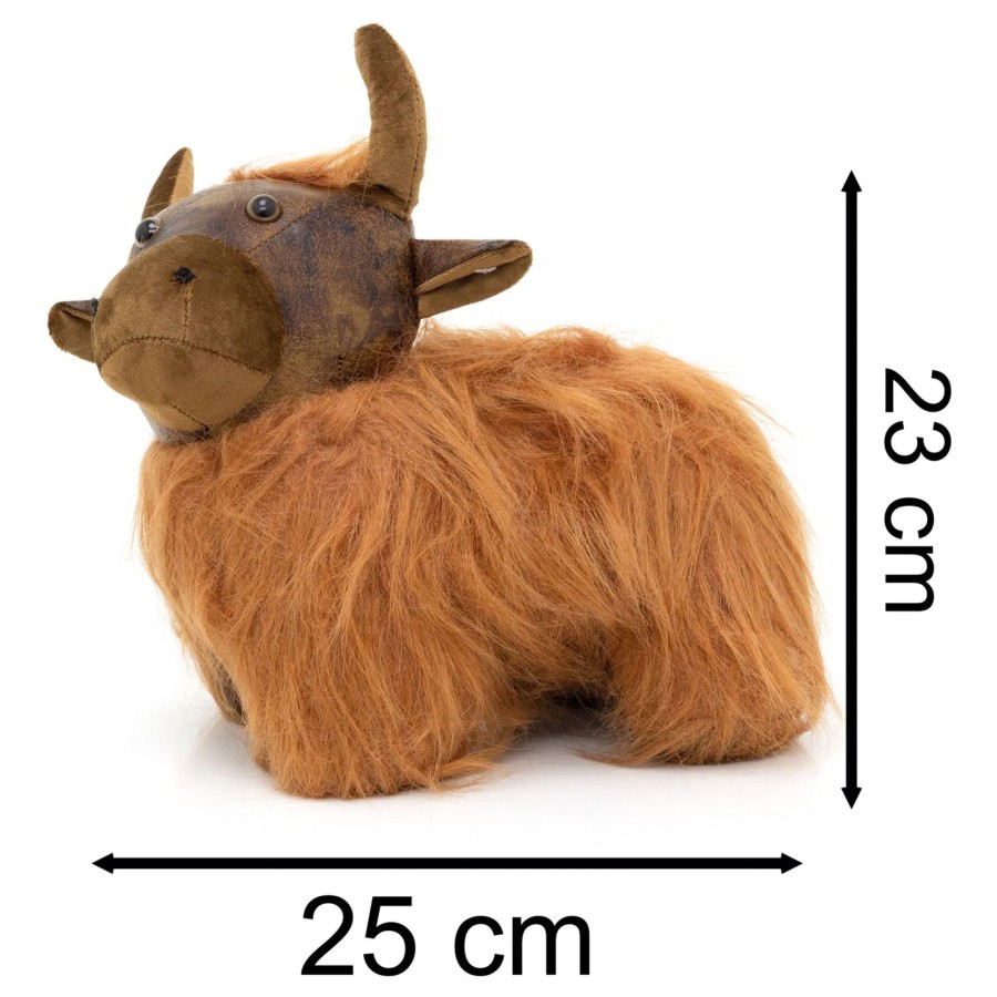 Home Accessories Carousel Shop Animal Doorstops | Angus Highland Cow Doorstop | Faux Leather Weighted Cow Animal Door Stop 1.8Kg