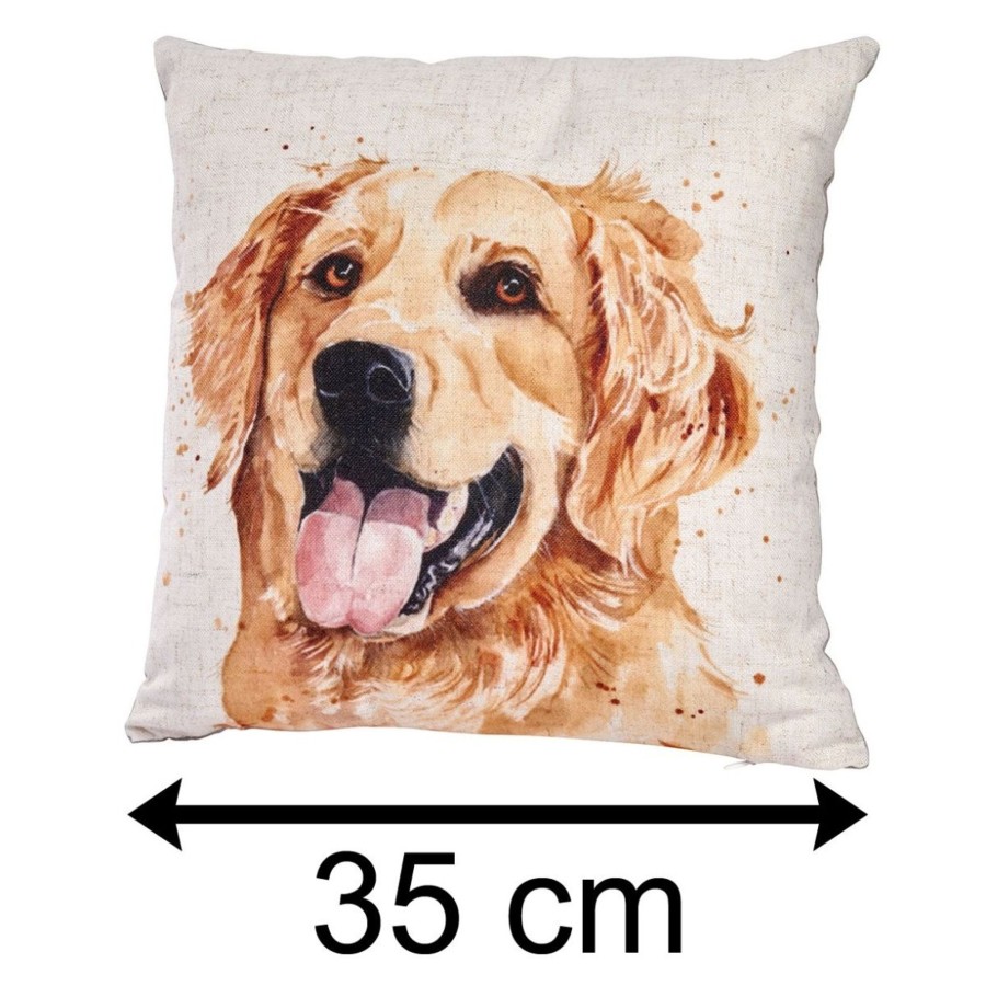 Home Accessories Carousel Shop Soft Furnishings & Rugs | Golden Retriever Scatter Cushion | Fabric Filled Sofa Cushion | Bed Throw Pillow With Cover - 35Cm