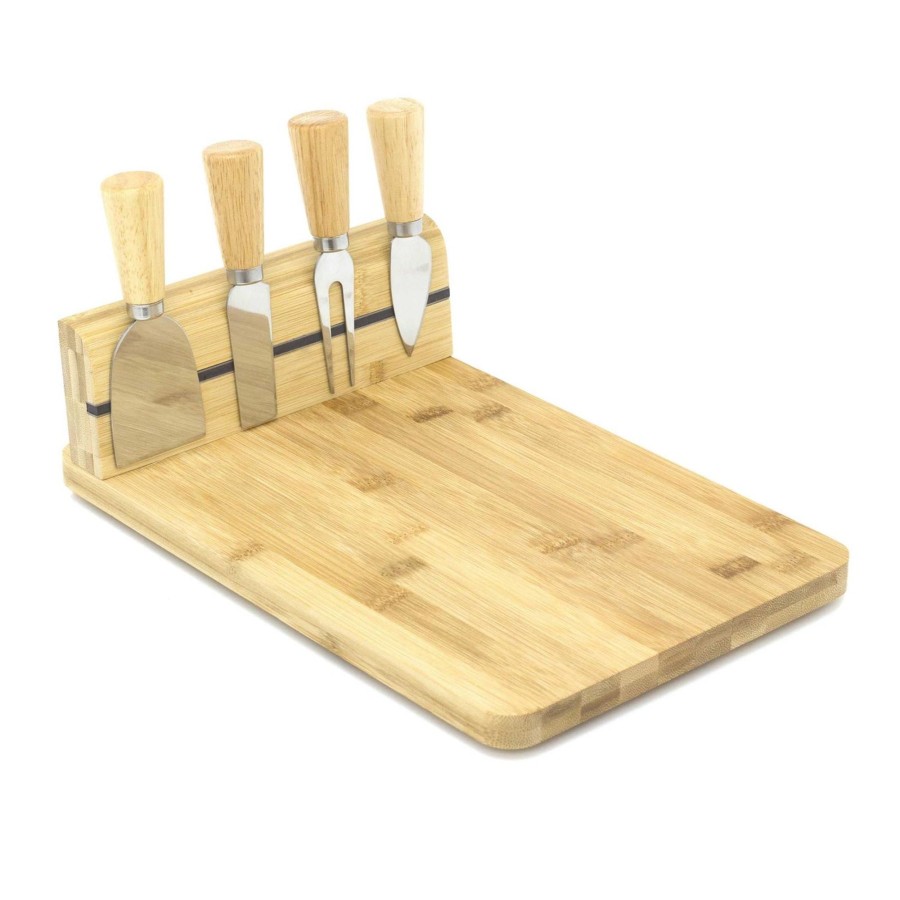 Kitchen & Dining Carousel Shop | Beautiful Cheese Board With Knives Set | Cheese Platter Knife Set | Wooden Serving Platter Set | Charcuterie Platter And Serving Meat Board | 30X20X9 Cm