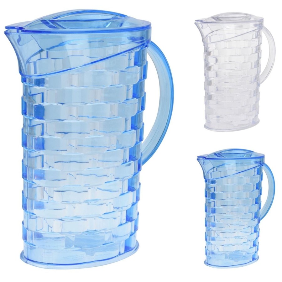 Kitchen & Dining Carousel Shop | 2 Litre Plastic Water Pitcher With Lid | Lattice Design Fridge Water Jug