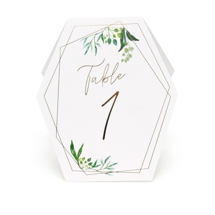 Celebrations Carousel Shop | 1-12 Botanical Table Number Sign Cards | Pack Of 12 Gold Wedding Table Numbers | Wedding Table Decoration