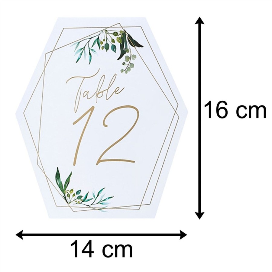 Celebrations Carousel Shop | 1-12 Botanical Table Number Sign Cards | Pack Of 12 Gold Wedding Table Numbers | Wedding Table Decoration