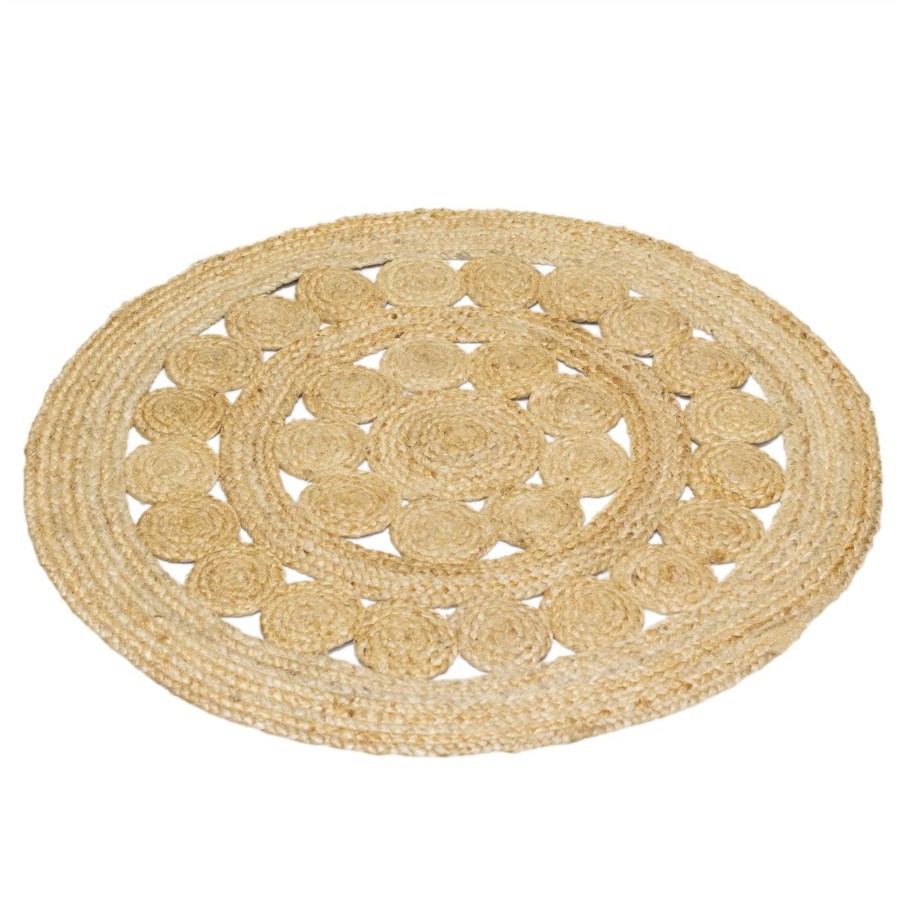 Home Accessories Carousel Shop Soft Furnishings & Rugs | 90Cm Kasbah Round Braided Jute Area Rug | Woven Rugs Carpet Mat | Entrance Rug Circle Scatter Rugs