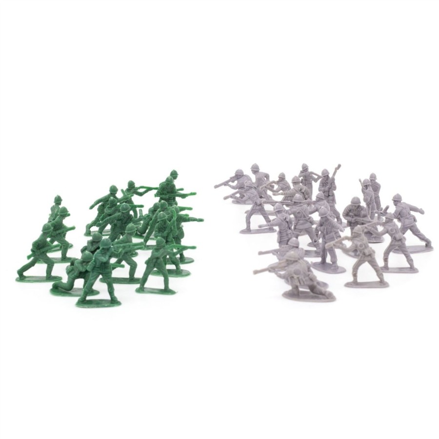 Baby & Child Carousel Shop Pretend Play | 36 Piece Traditional Military Plastic Toy Soldiers | Green And Grey Plastic Toy Army Men | Kids Battlefield Soldiers Figures Combat Action Playset