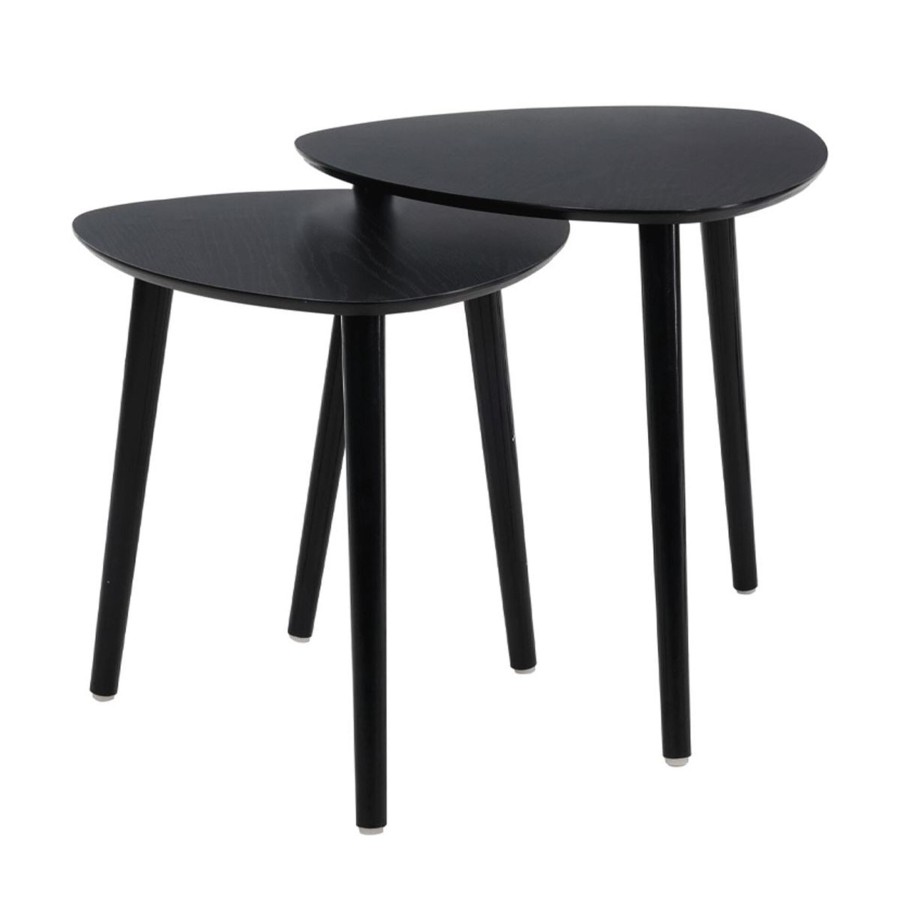 Home Accessories Carousel Shop Side Tables | Set Of 2 Stylish Black Wooden Nesting Tables | Side Tables For Living Room Occasional Pedestal End Table Nest | Contemporary 2 Piece Nest Of Tables