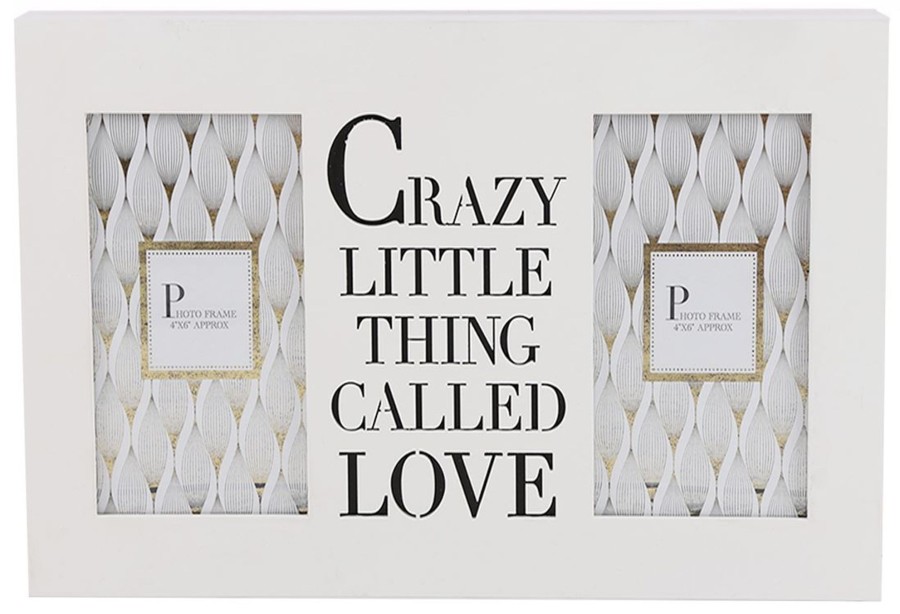 Home Accessories Carousel Shop Photo Frames | Double 4 X 6 Wall Hanging Wooden Photo Picture Frame With Cut Out Words ~ Crazy Little Thing Called Love