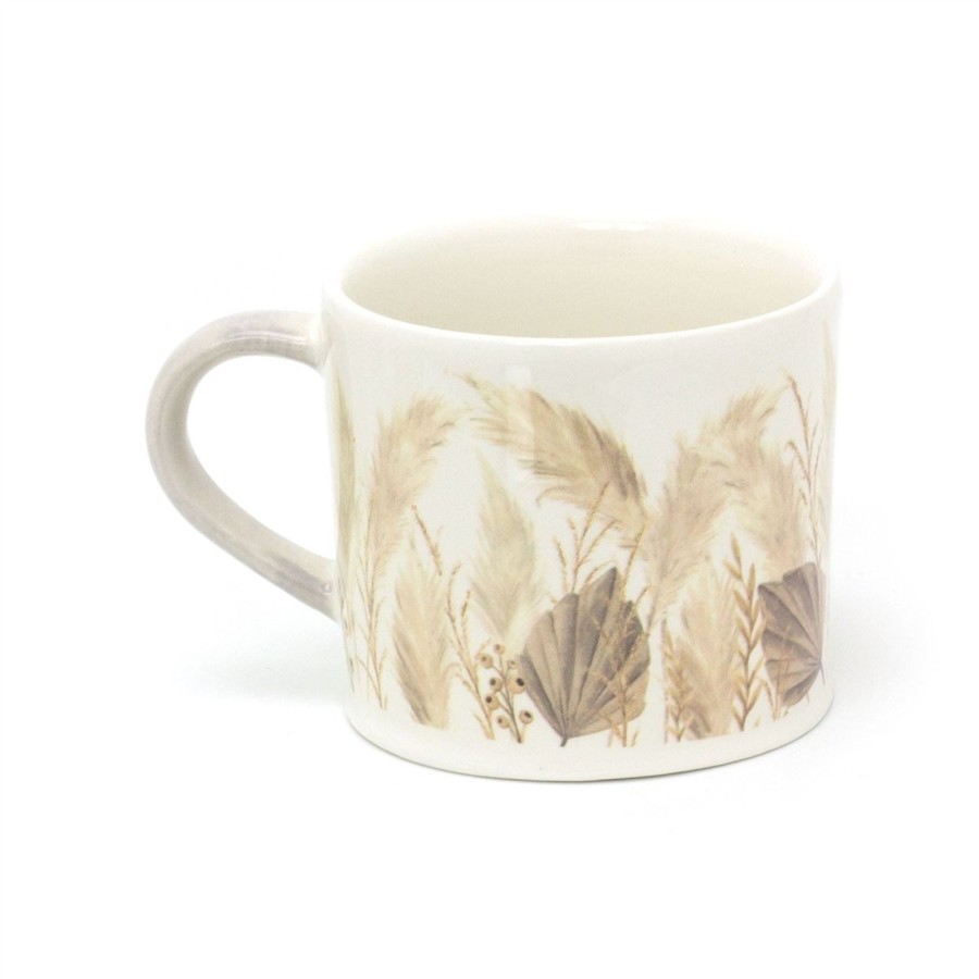 Kitchen & Dining Carousel Shop | Botanical Ceramic Coffee Mug | Pampas Grass Floral Tea Cup | Large Hot Drinks Mugs Cups