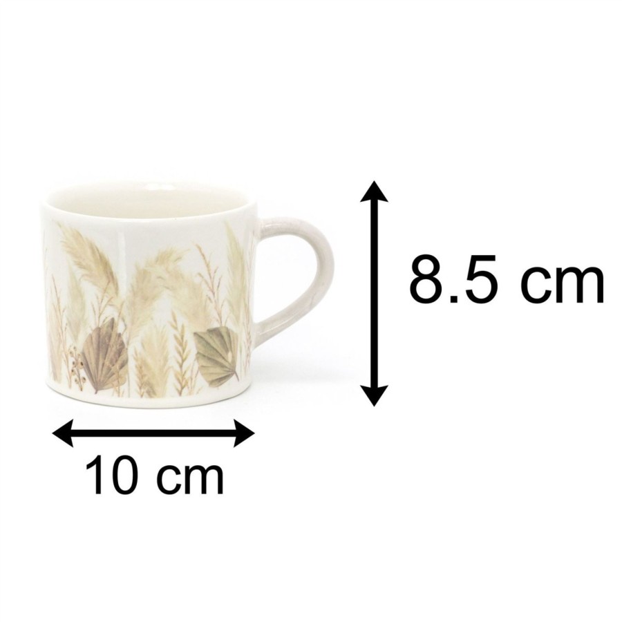 Kitchen & Dining Carousel Shop | Botanical Ceramic Coffee Mug | Pampas Grass Floral Tea Cup | Large Hot Drinks Mugs Cups