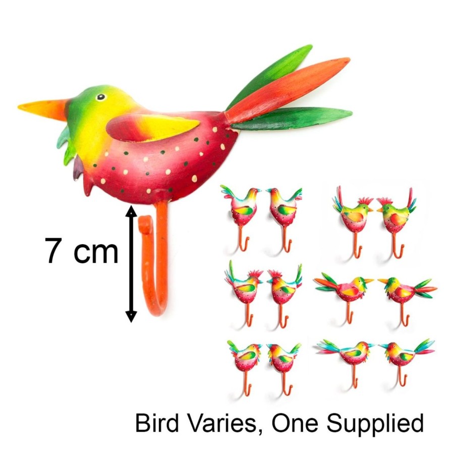 Home Accessories Carousel Shop Shelving & Hooks | Dotty Painted Bird Wall Hook Key Hook | Metal Bird Wall Mounted Coat Hanger Peg | Decorative Multi Coloured Metal Wall Door Hook - Design Varies One Supplied