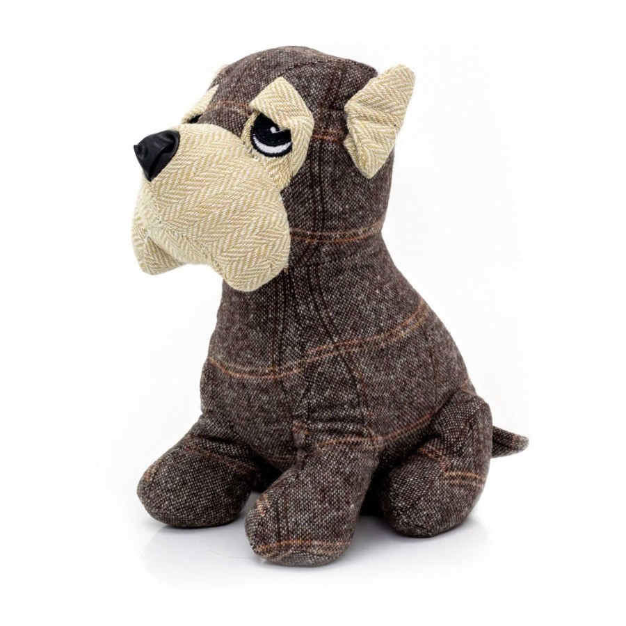 Home Accessories Carousel Shop Animal Doorstops | Winston Puppy Dog Doorstop In Herringbone Tartan Fabric | Animal Door Stop 1.5Kg