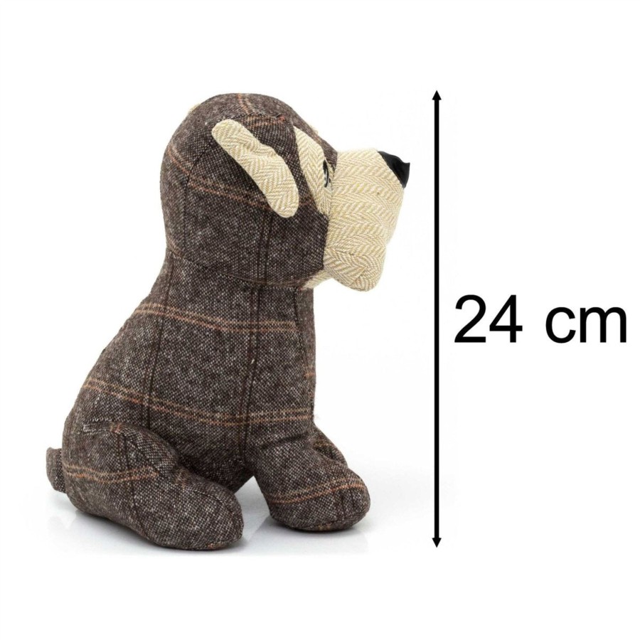 Home Accessories Carousel Shop Animal Doorstops | Winston Puppy Dog Doorstop In Herringbone Tartan Fabric | Animal Door Stop 1.5Kg