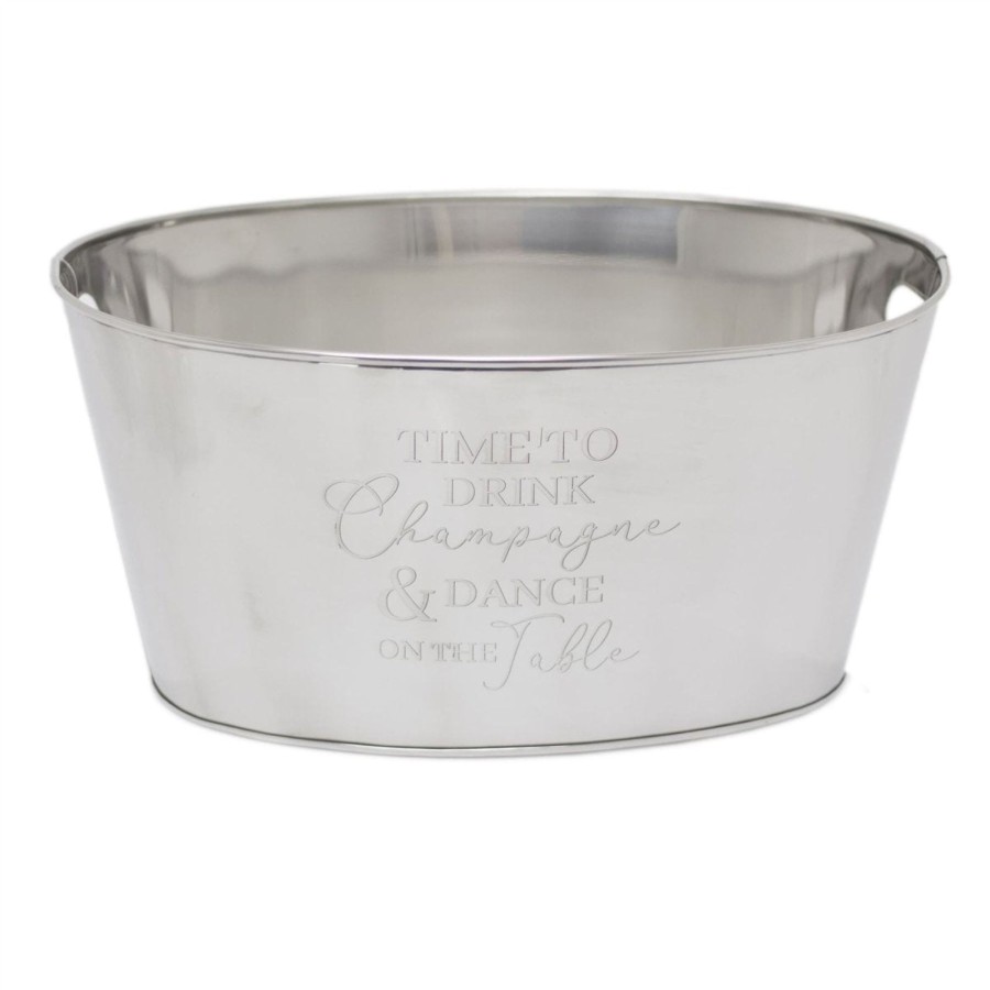 Kitchen & Dining Carousel Shop | Deluxe Stainless Steel Champagne Cooler | Silver Ice Bucket Wine Bottle Chiller | Drinks Cooler Bucket