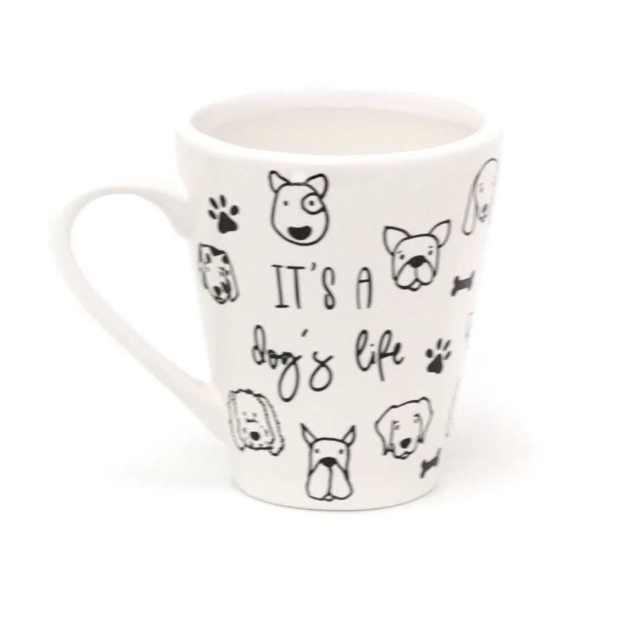 Kitchen & Dining Carousel Shop | It'S A Dog Life White Ceramic Coffee Mug | Novelty Puppy Canine Tea Cup | Hot Drinks Mugs Cups Dog Lover Gift